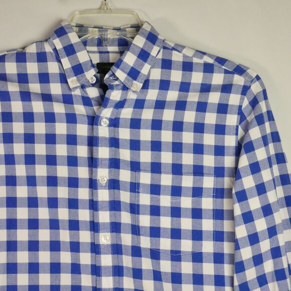 J Crew Oxford Mens Size S Blue and White Checked Button Down Shirt Long Sleeve - Picture 2 of 11
